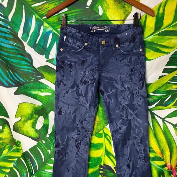 GUC Robin's Jeans Size 24 Dark Blue Tie Dye Slim Skinny Embroidered Luxury Jeans - Picture 4 of 11
